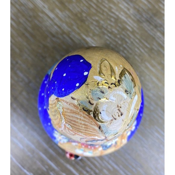 RUSSIAN ROLY POLY WOODEN‎ DOLL NEVALYASHKA Blue Cat Bell Music Ladybug Handpaint - Picture 7 of 9